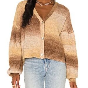 Jamison Wool Blend Cardigan M Brown Buttercup Yellow